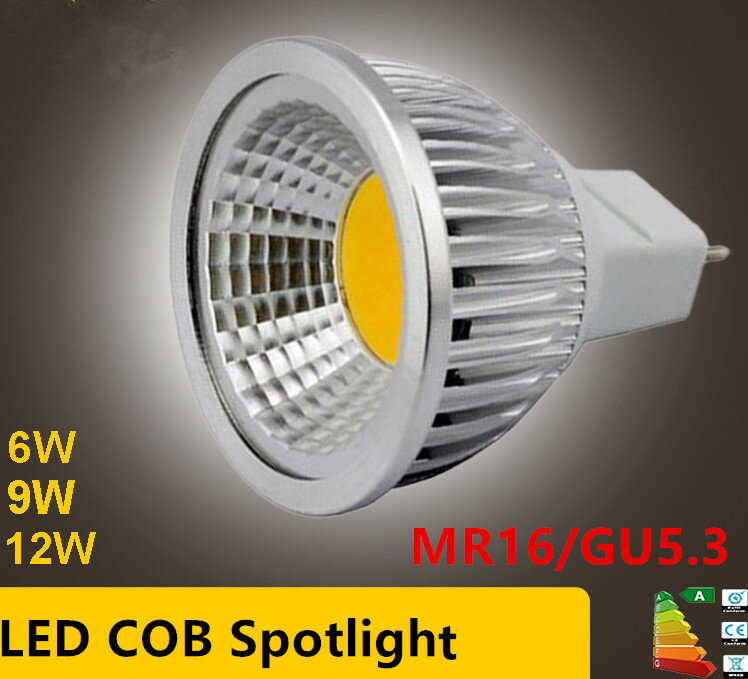 MR16 GU5.3 COB Led مصباح عالي الطاقة ، 6w 9w 12w لمبة الكشاف Led القابلة للتعتيم ، أبيض بارد ودافئ ، مصباح أبيض دافئ ، GU 5.3 220V ، جديد