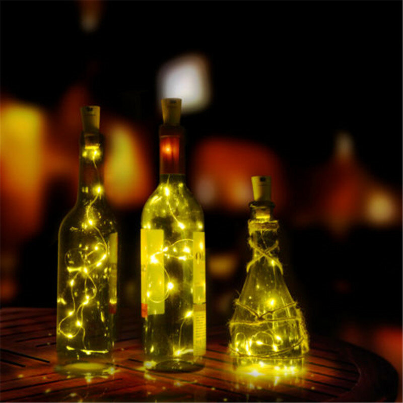 2 متر LED جارلاند الأسلاك النحاسية كوركر سلسلة الجنية أضواء للزجاج الحرفية زجاجة السنة الجديدة/عيد الميلاد/عيد الحب الزفاف الديكور