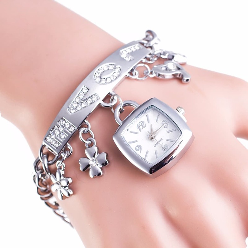 ساعة يد نسائية أنيقة من الكريستال وحجر الراين ، سوار سلسلة ، هدية