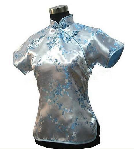 بلوزة ساتان صينية تقليدية أنيقة للنساء ، قميص صيفي عتيق ، ملابس زهور جديدة S M L XL XXL WS012