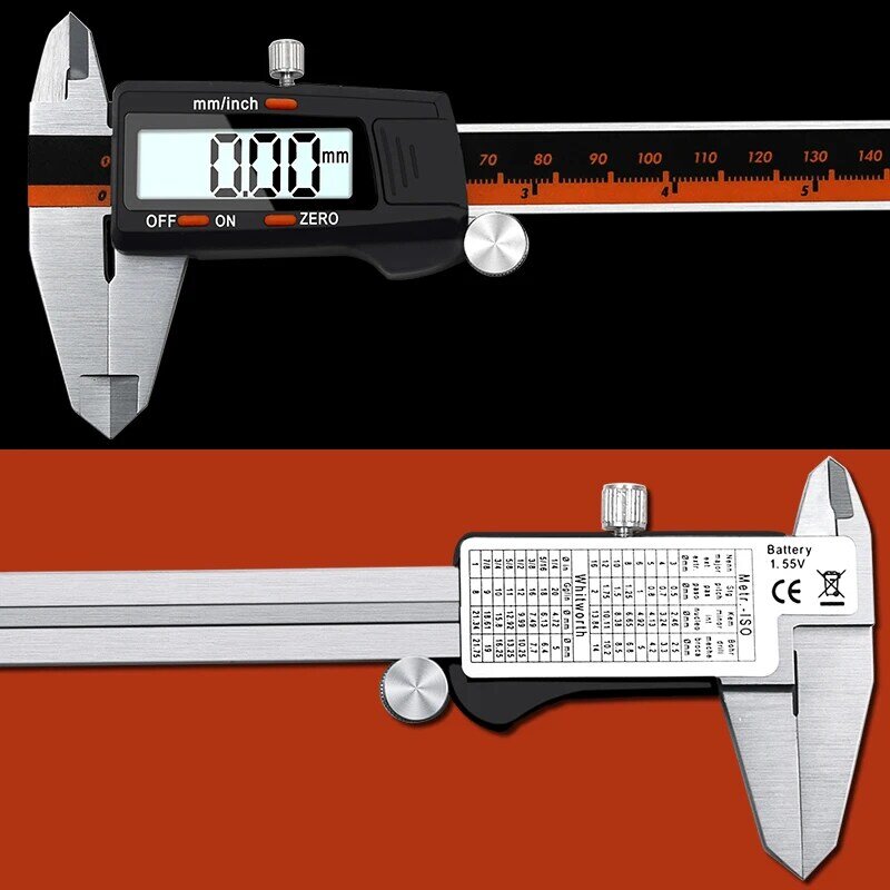 الرقمية الورنية الفرجار 6 بوصة 0-150 مللي متر الفولاذ المقاوم للصدأ الإلكترونية الفرجار ميكرومتر عمق قياس أدوات