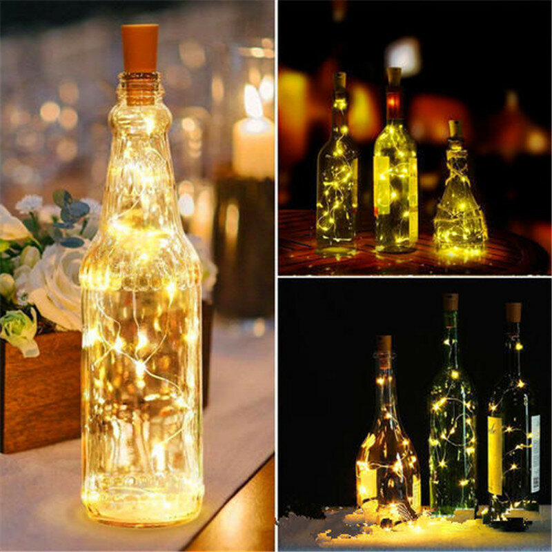 إضاءة بسلك نحاسي مع مثبت زجاجي 1 متر/2 متر الفلين على شكل زجاجة نبيذ أضواء الديكور ل ألوين عيد الميلاد عطلة عيد الميلاد