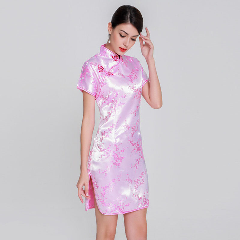 أنيقة ضئيلة عالية الجودة تشيباو جديد الصينية فستان رايون الإناث اليوسفي طوق خمر شيونغسام Vestidos S-3XL 4XL 5XL 6XL