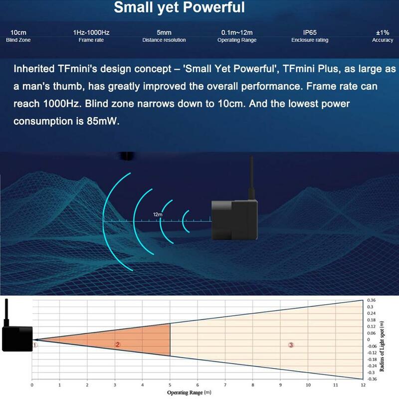 مستشعر نطاق Benewake-Lidar ، وحدة قياس صغيرة أحادية النقطة لاردوينو بيكهوك ، TFmini-S ، TFmini Plus ، UART I2C