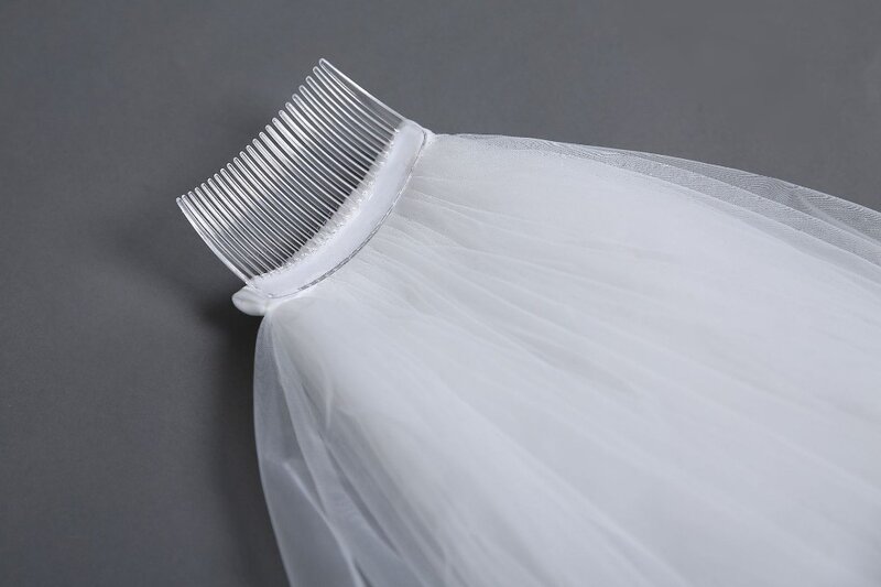 JaneVini-طرحة زفاف من التل العاجي ، طرحة زفاف طويلة بحافة من الدانتيل ، مع مشط ، إكسسوارات زفاف