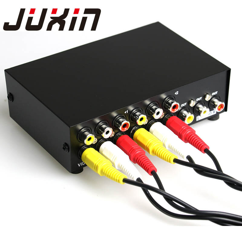 JUXIN-مفتاح صوت/فيديو 4 في 1 ، محول صوت 3RCA ، 4 منافذ ، صندوق محول صوت/فيديو ، مقبس HDTV ، LCD ، جهاز عرض DVD