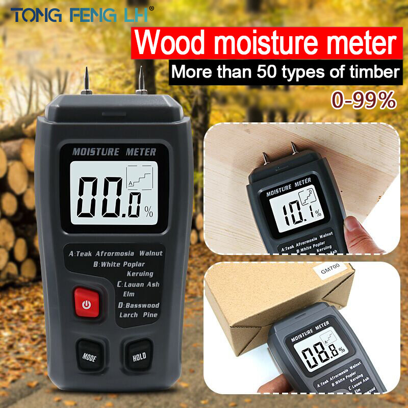 مقياس رطوبة الخشب الرقمي EMT01 ، 2 دبابيس 0-99.9% ، جهاز اختبار رطوبة الخشب ، كاشف رطوبة الأخشاب مع شاشة LCD كبيرة