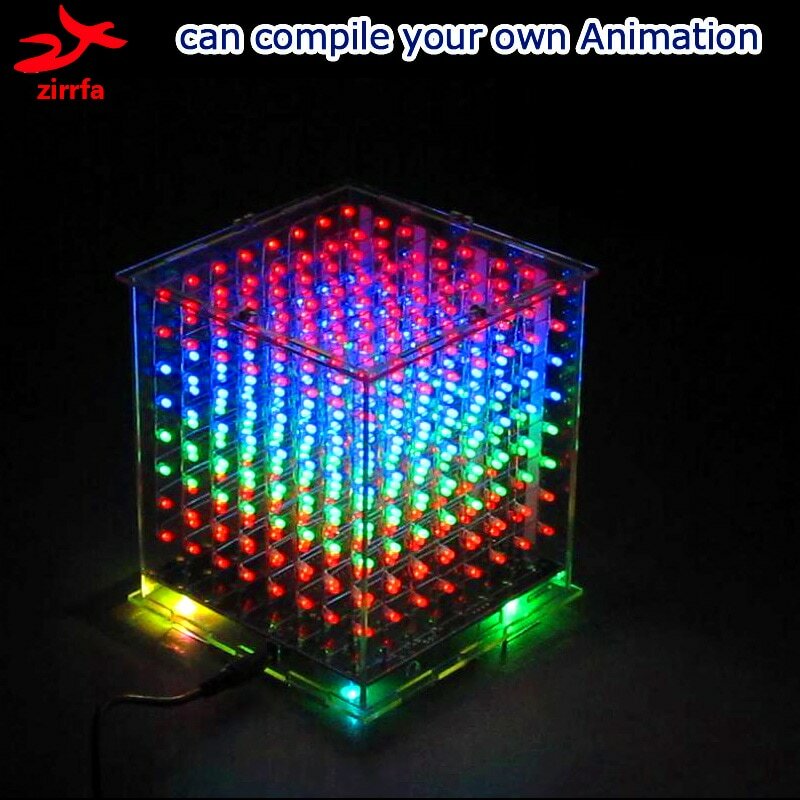 لتقوم بها بنفسك الإلكترونية ثلاثية الأبعاد مصباح led متعدد الألوان cubeads عدة مع الرسوم المتحركة ممتازة 3D8 8x8x8 هدية led عرض الإلكترونية لتقوم بها بنفسك عدة