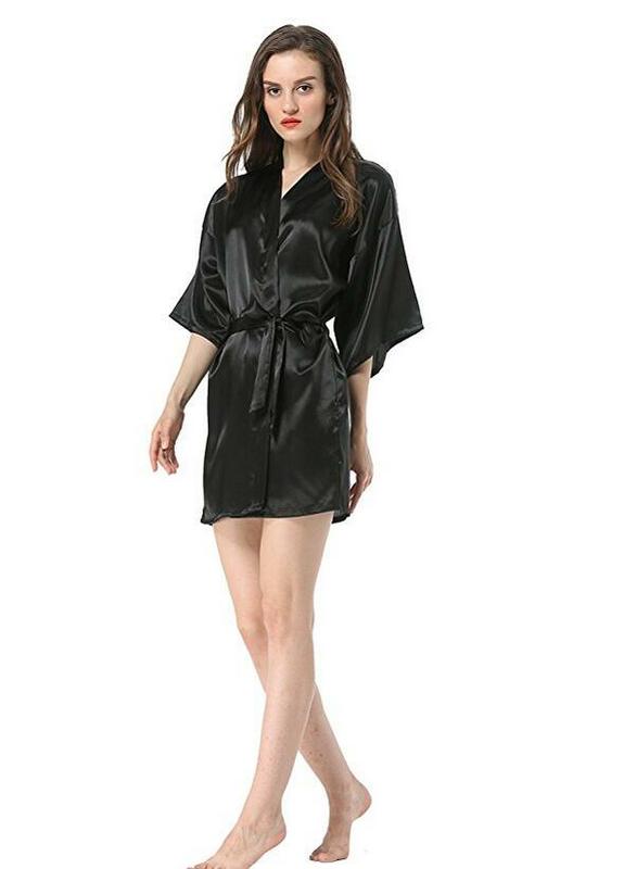جديد أسود الصينية المرأة فو حبل من الحرير حمام ثوب Hot البيع كيمونو يوكاتا Bathrobe بلون ملابس خاصة S M L XL XXL NB032