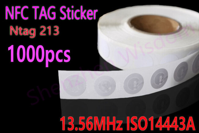 1000 قطعة/الوحدة NFC NTAG213 علامة ملصقا 13.56MHz ISO14443A NFC الكلمات 25 مللي متر ملصقات لجميع تمكين NFC الهاتف