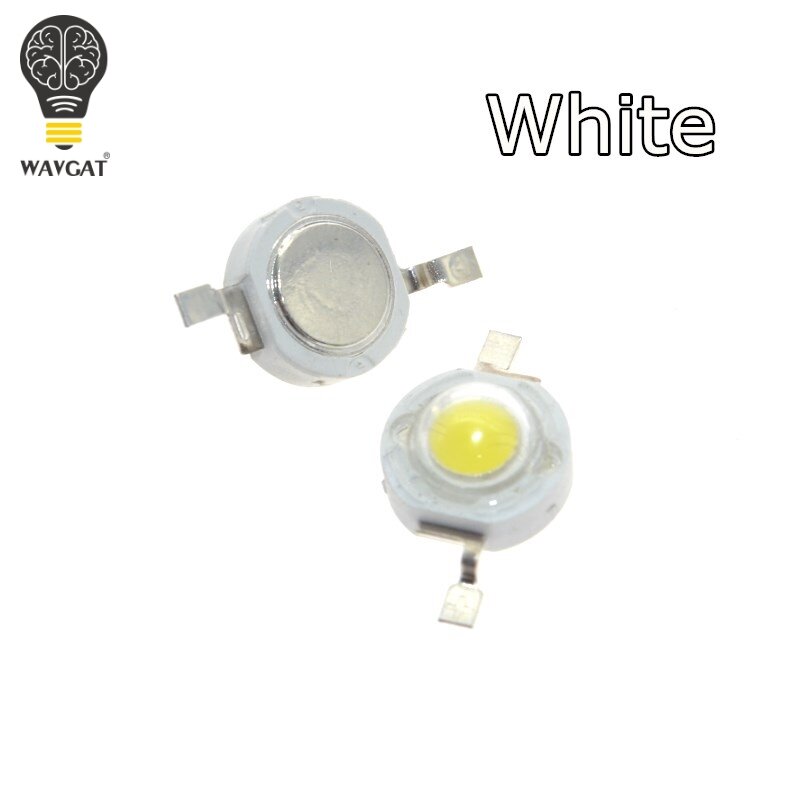 WAVGAT 1 واط أبيض دافئ أبيض أحمر Gerrn الأزرق RGB مصباح LED عالي الطاقة حبيبات مصباح مستديرة متفاوتة الأحجام نقية 300mA 3.2-3.4 فولت 100-120LM 30mil