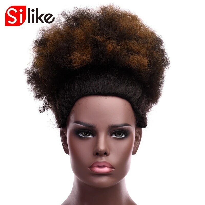 Silike-وصلات شعر صناعية للنساء ، قطعة شعر مجعد ، ذيل حصان ، مشبك ، 8 بوصات