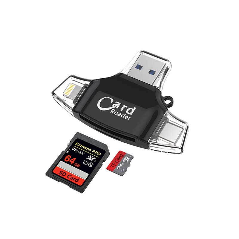 قارئ بطاقة Micro SD 4 في 1 ، usb من النوع C ، OTG ، ذاكرة فلاش ، أداة لأجهزة iPhone ، iPad ، MacBook ، محول