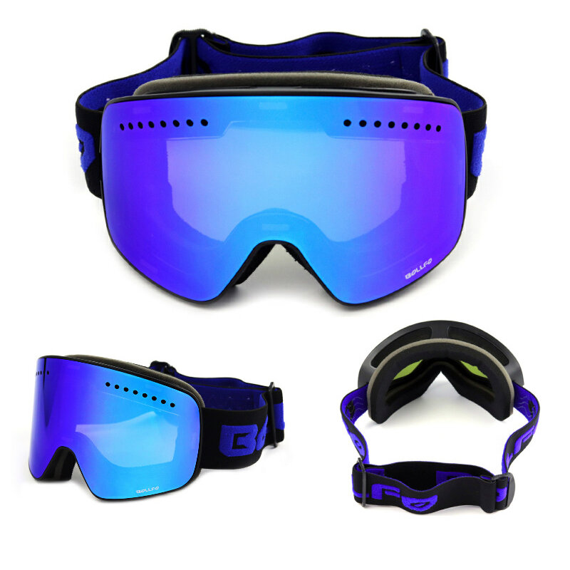 BOLLFO العلامة التجارية المغناطيسي نظارات التزلج عدسة مزدوجة تسلق الجبال نظارات UV400 المضادة للضباب تزلج نظارات الرجال النساء ا