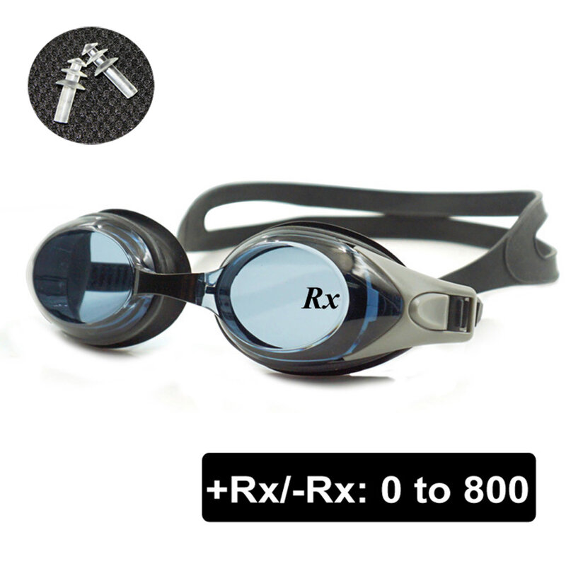 نظارات السباحة البصرية + Rx -Rx وصفة طبية نظارات السباحة الكبار الأطفال قوة مختلفة كل العين مع سدادات الأذن الحرة