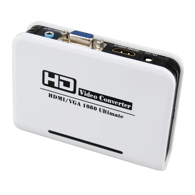 HDMI-متوافق مع محول VGA صندوق محول الصوت RCA 3.5 مللي متر ستيريو الصوت الناتج دفتر إلى العارض مع FJ-HV002 الطاقة