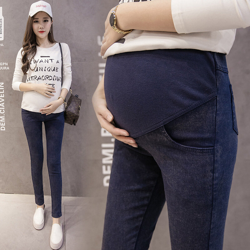 M-3XL بنطلون جينز للأمهات المرضعات للنساء الحوامل الحوامل السراويل مرونة الحمل الملابس ربيع 2019 جديد سليم الأمومة بانت حجم كبير