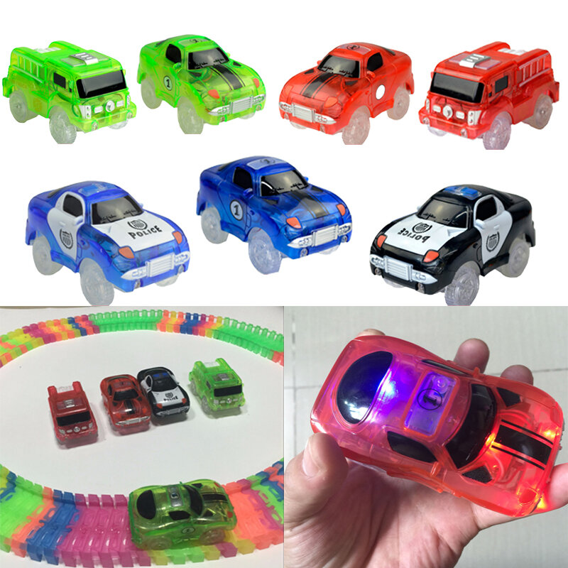 المسارات السحرية مضيئة سباق المسار سيارة مع أضواء ملونة DIY بها بنفسك البلاستيك متوهجة في ألعاب إبداعية مظلمة للأطفال