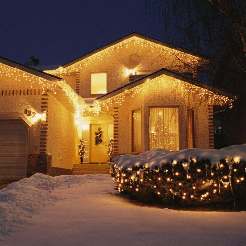 عيد الميلاد جارلاند LED الستار جليد سلسلة ضوء 220 فولت 4.5 متر 100 المصابيح داخلي قطرة LED حفلة حديقة المرحلة في الهواء الطلق ضوء الزخرفية