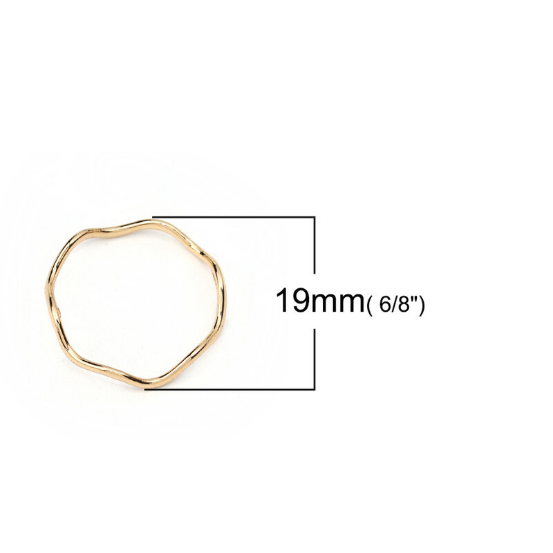 DoreenBeads سبائك الزنك أساس موصلات دائرة حلقة غير النظامية الذهب اللون مجوهرات اكسسوارات 19 مللي متر (6/8 ") ضياء ، 20 قطعة