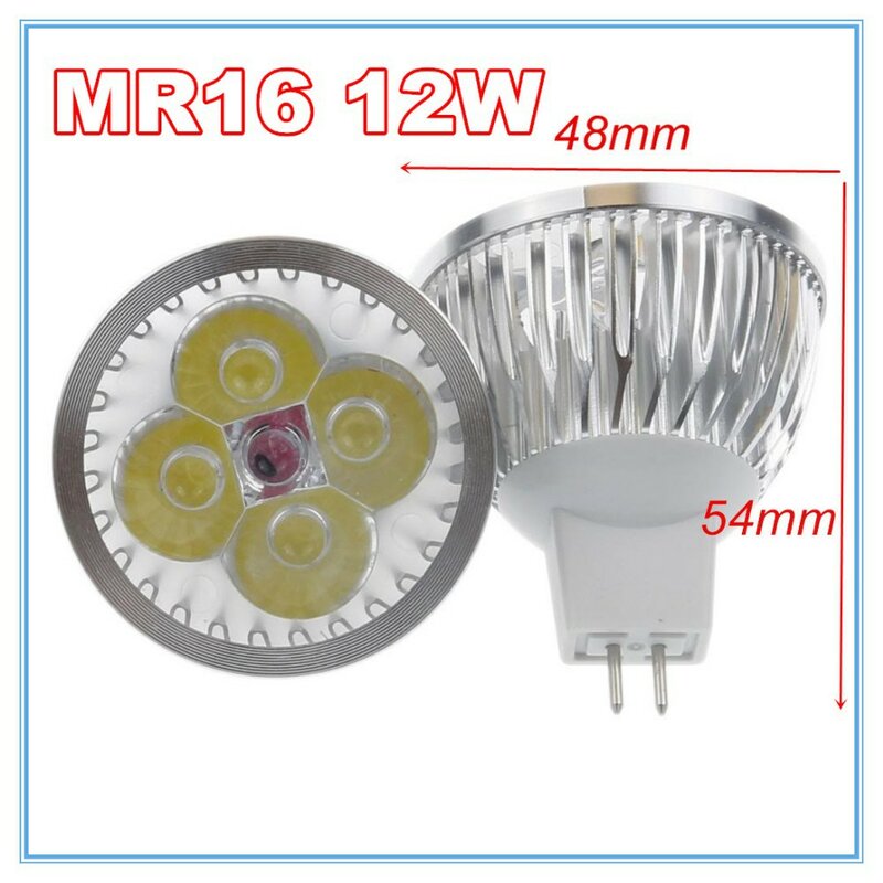 1 قطعة/الوحدة عالية الطاقة الإضاءة MR16/GU5.3 12V/110V/220V 12W عكس الضوء led الأضواء مصباح لمبة الدافئة/الصرفة/كول الأبيض LED ضوء