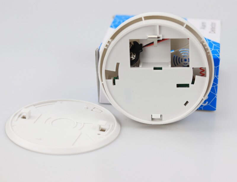 GZGMET 433MHZ اللاسلكية تتفاعل مستكشف دخان كهروضوئي أبيض حساس جهاز إنذار حرائق مع زر اختبار