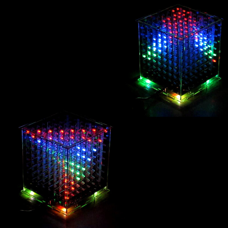 لتقوم بها بنفسك الإلكترونية ثلاثية الأبعاد مصباح led متعدد الألوان cubeads عدة مع الرسوم المتحركة ممتازة 3D8 8x8x8 هدية led عرض الإلكترونية لتقوم بها بنفسك عدة