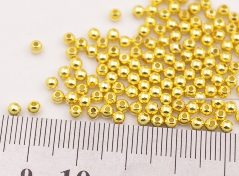 100 قطعة 2.5 مللي متر الجولة الذهبي المعادن الكرة موصلات صغيرة الخرز البذور الخرز لصنع المجوهرات DIY بها بنفسك