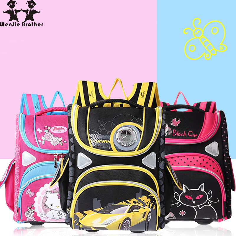 Wenjie-حقيبة ظهر للأطفال قابلة للطي ، حقيبة مدرسية لتقويم العظام للأولاد والبنات ، mochila infantil