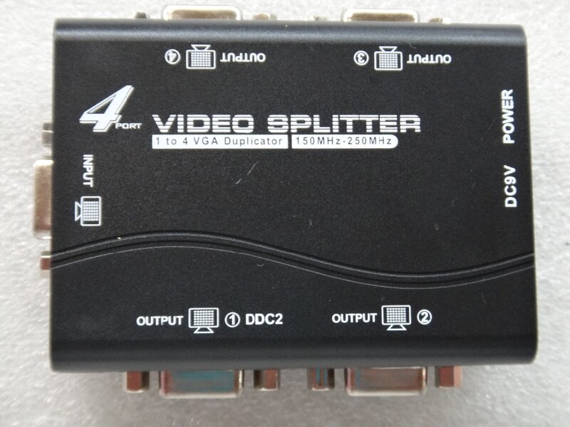 جهاز توزيع فيديو VGA ، 1 في 4 مخرجات ، 2020 ميجا هرتز ، 250 × 1920 ، 4 منافذ ، 1 × 4 ، محول فاصل شاشة VGA ، 1 × 4 ، سنة 1440
