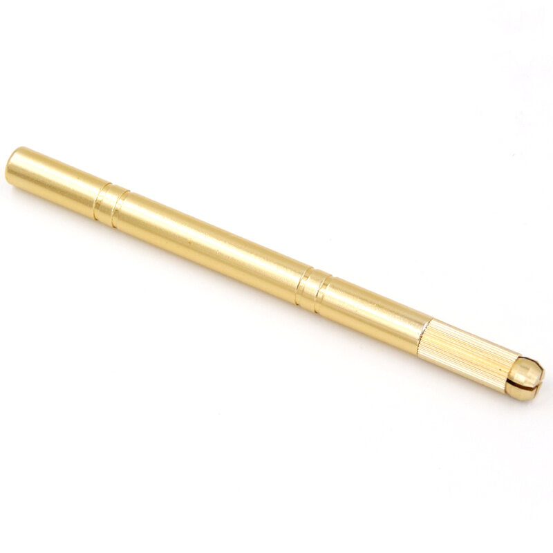 الذهبي Tebori القلم Microblading القلم ماكينة رسم الوشم التجميلي ل تجميل دائم الحاجب الوشم دليل القلم 2 قطعة شفرة إبرة microblading