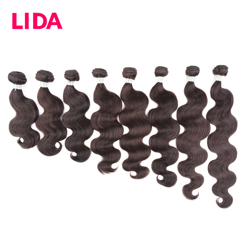 LIDA الصينية شعر الإنسان الجسم موجة الشعر ملحقات غير ريمي الشعر البشري 3 حزم صفقة الشعر الطبيعي للنساء