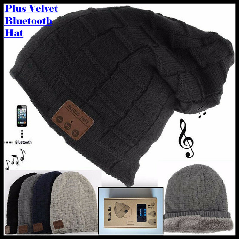 سماعة لاسلكية تعمل بالبلوتوث-متوافق V5.0 قبعة محبوك المخملية الشتاء قبعة سماعة ميكروفون حر اليدين الموسيقى Mp3 ماجيك دافئ الذكية قبعة
