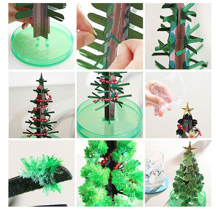 شجرة الكريسماس الخضراء السحرية للأطفال ، 17 سنتيمتر ، DIY ، زراعة سحرية ، ورقة شجرة كريستالية ، لعبة علمية ، حداثة 2019