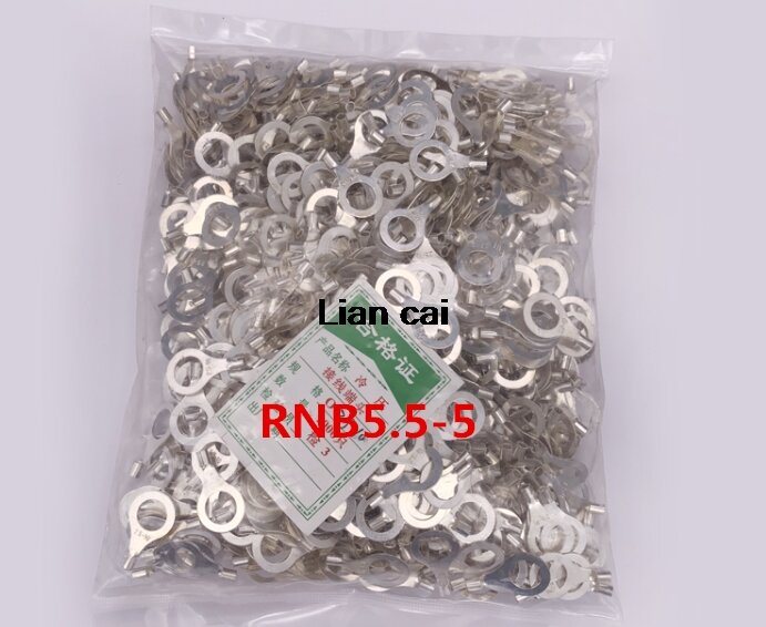 100 قطعة RNB5.5-5 غير معزول ذراع بنهايته حلقي سلك كهربائي تجعيد عارية موصل AWG 12-10