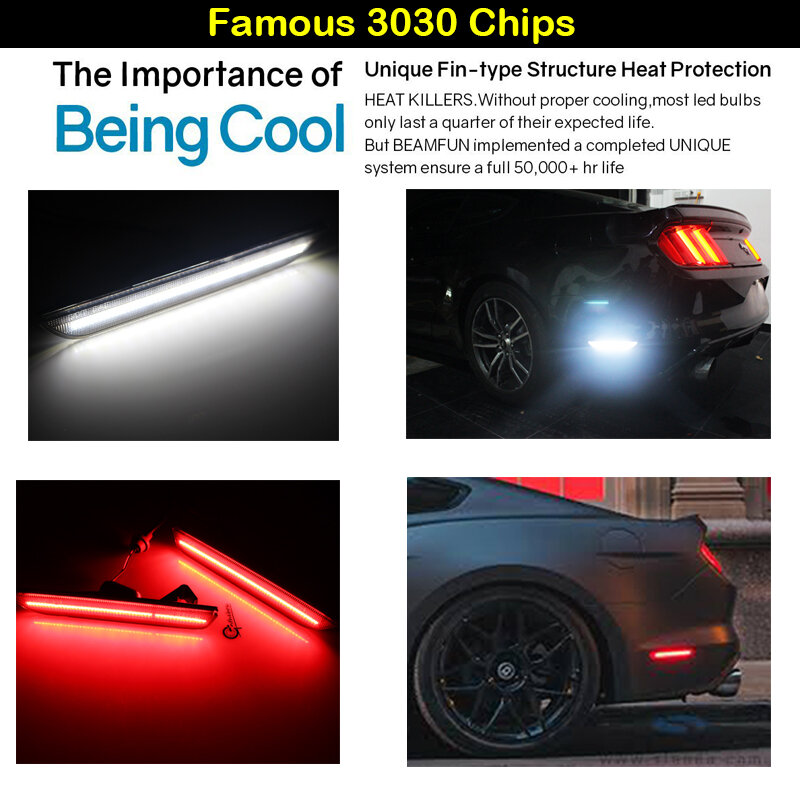 IJDM للسيارة موستانج مصابيح LED للعلامات الجانبية الخلفية مع 96-SMD-4014 أضواء LED لفورد موستانج 2015-2017 أبيض أحمر 12 فولت