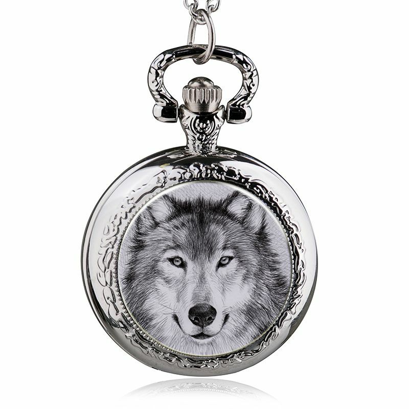 موضة جديدة الذئب ساعة جيب كوارتز شخصية قلادة قلادة الرجال مشاهدة النساء ساعة relojes دي bolsillo reloj hombre