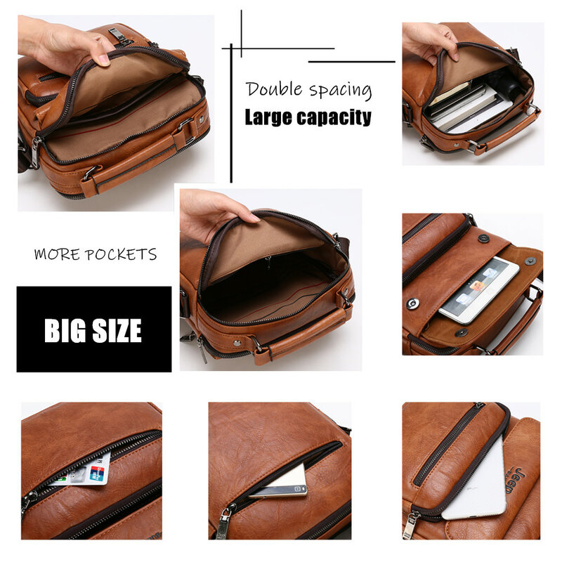 جيب BULUO حقائب الرجال العلامة التجارية الشهيرة كبيرة الحجم رجل جلدية Crossbody الكتف رسول حقيبة ل 9.7 بوصة باد الأعمال عادية