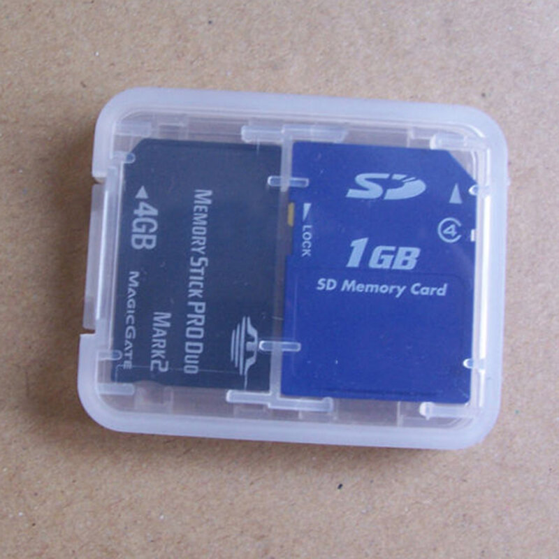 حافظة واقية بلاستيكية شفافة صغيرة لبطاقات الذاكرة SD ، SDHC ، TF ، MS ، قطعة وحدة ، 8 في 1