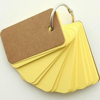 حلقة بطاقات فلاش قابلة للطي ، 50 صفحة بيضاء غير مسطرة ، 2 حزمة (صفراء)