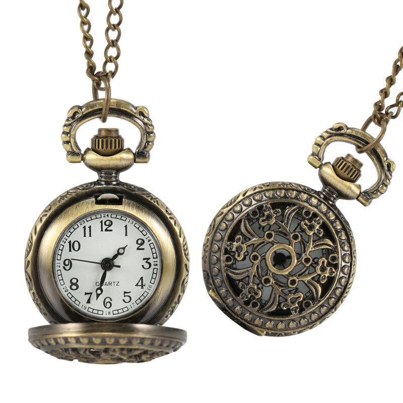 ساعة جيب كلاسيكية للنساء ، ريترو ، سبيكة ، زهرة ، قلادة ، سترة ، قلادة ، سلسلة ، هدية