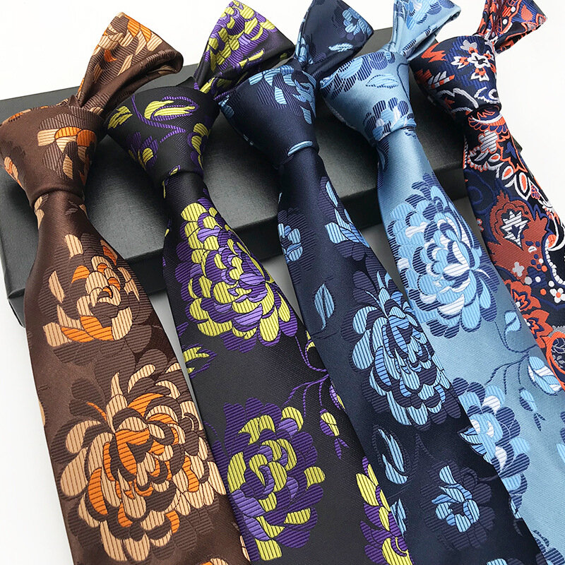 ربطة عنق بيزلي حرير للرجال ، كاجوال ، تصميم زهور كبيرة ، لحفلات الزفاف