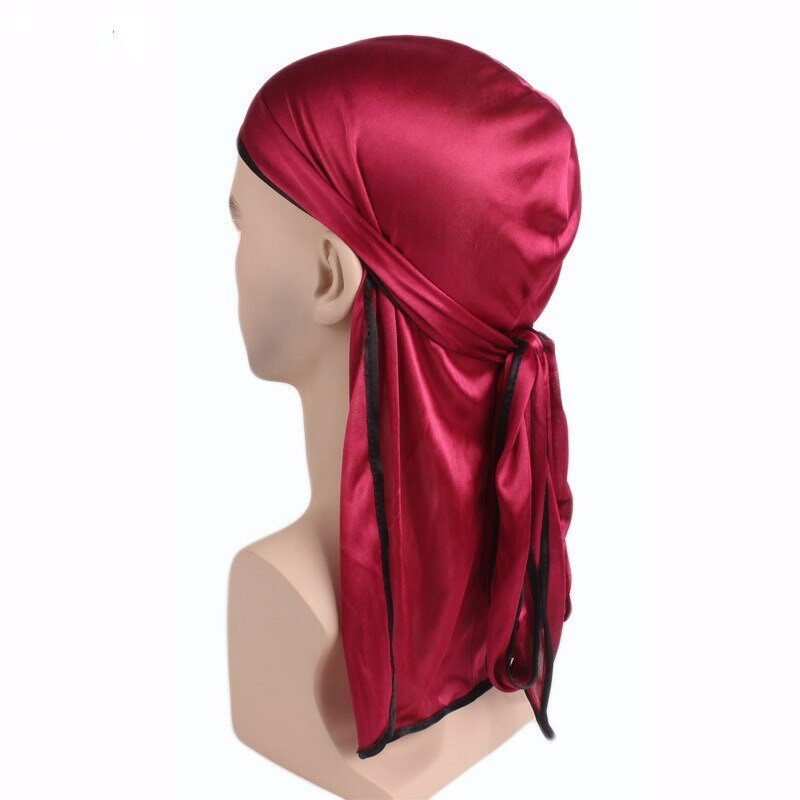 للجنسين الرجال النساء الحرير تنفس باندانا قبعة حريري Durag تفعل دو دو خرقة طويلة الذيل حك