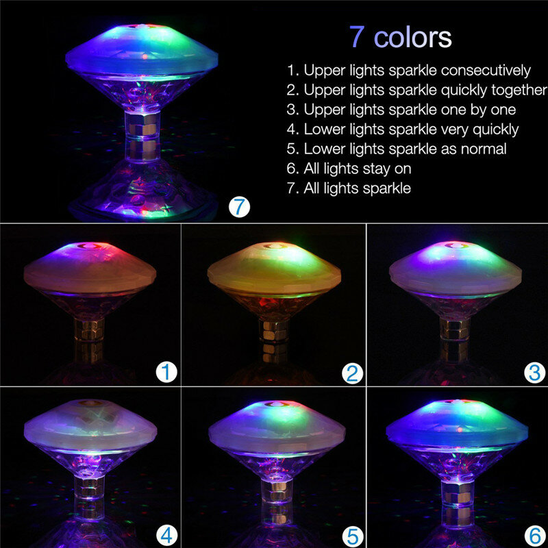 العائمة مصباح تحت الماء RGB غاطسة مصباح LED قرصي توهج تظهر حمام سباحة حوض استحمام ساخن سبا مصباح حمام ضوء