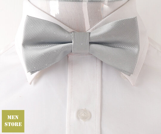 رمادي فضي النقاط الرجال ربطة القوس فيونكة قبل تعادل سهرة ربطة العنق المنسوجة العريس الزفاف Mariage حفلة ربطة العنق برقبة BE004