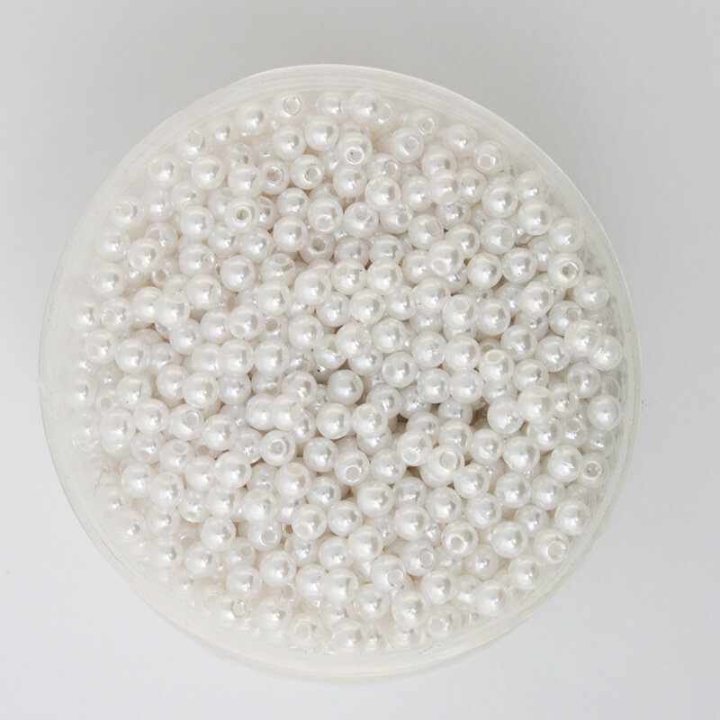 حار بيع 2000 قطعة أبيض اللون الاكريليك البلاستيك الخرز اللؤلؤ تقليد الخرز المستديرة 4 مللي متر ضياء. (PS-BSG02-01WH)