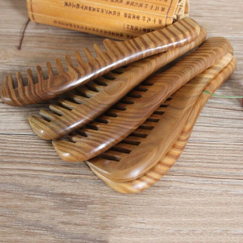 2017 موضة اليدوية خشب الصندل الشعر أمشاط رئيس مدلك واسعة الأسنان مشط ل أدوات تصفيف الشعر 1 قطعة