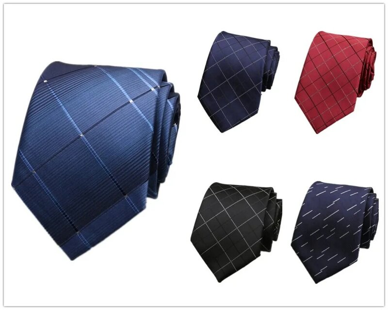 HOOYI-ربطة عنق للرجال ، ربطات عنق عصرية مع خطوط مربعة ، للأعمال