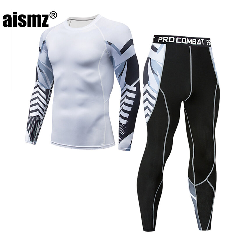 Aismz-طقم ملابس داخلية حرارية للرجال ، ملابس داخلية ضغط من الصوف ، تجفيف سريع ، ملابس داخلية حرارية ، جوارب طويلة