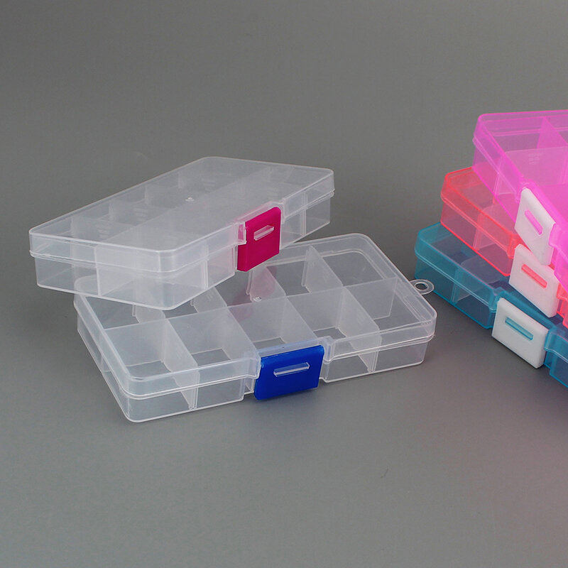 جديد 10 فتحات الخلايا الملونة المحمولة مجوهرات صندوق تخزين العدة حاوية حلقة أجزاء الإلكترونية المسمار الخرز المنظم البلاستيك